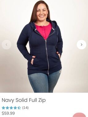 7 Degrees Navy Full-Zip Hooded Sweatshirt for Women, size XL